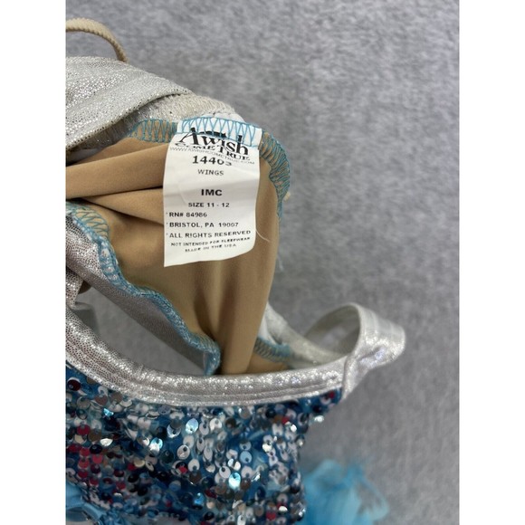 A Wish Come True Girls Sequined Dancewear Costume Wings Feathers Blue IMC 11-12 - Picture 3 of 10